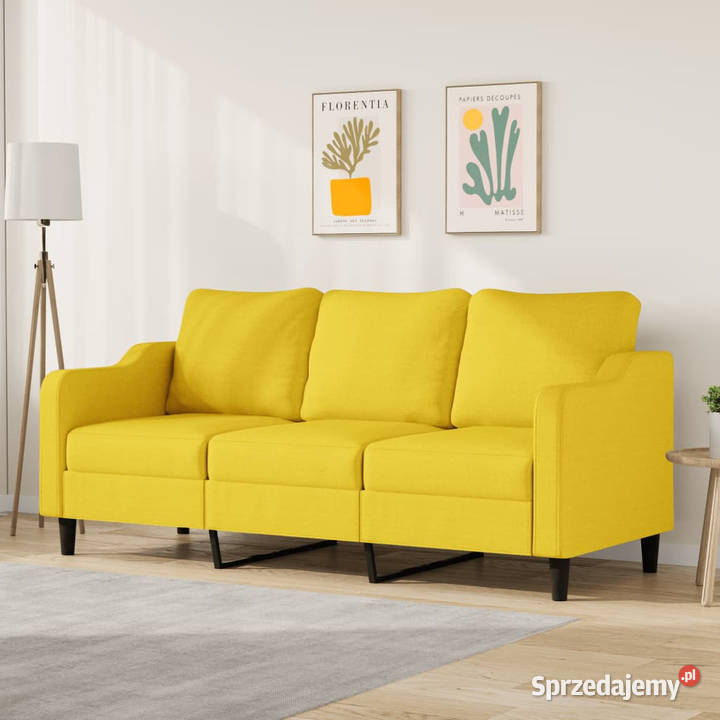 Sofa 3osobowa jasnożółta 180 tapicerowana Warszawa
