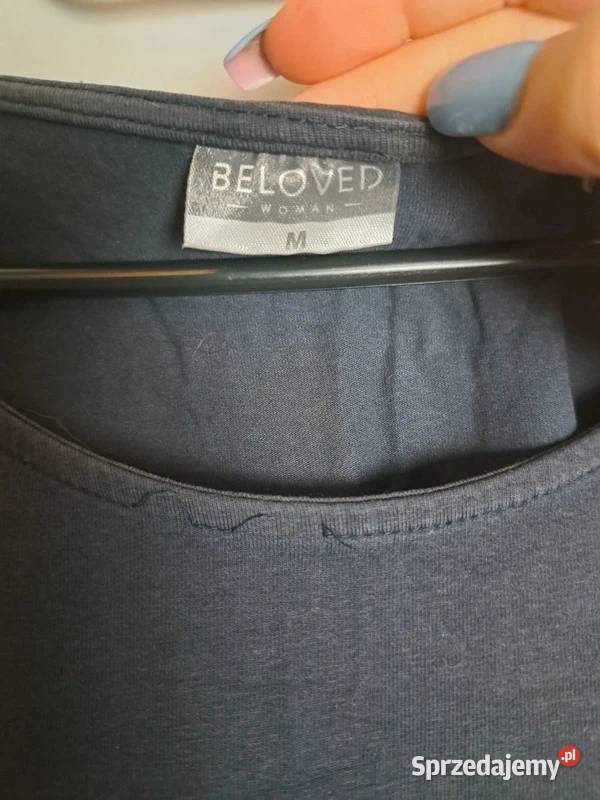 Granatowy top Beloved Woman klasyka w prostym Trąbki Wielkie