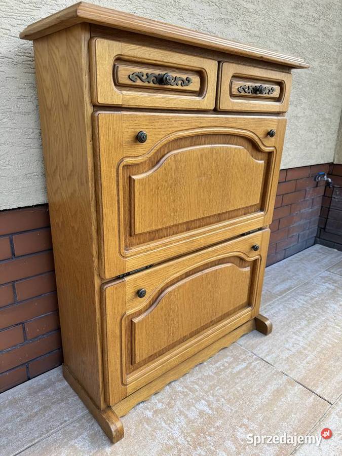 Szafka na buty dębowa wąska stylowa komoda Sulbiny