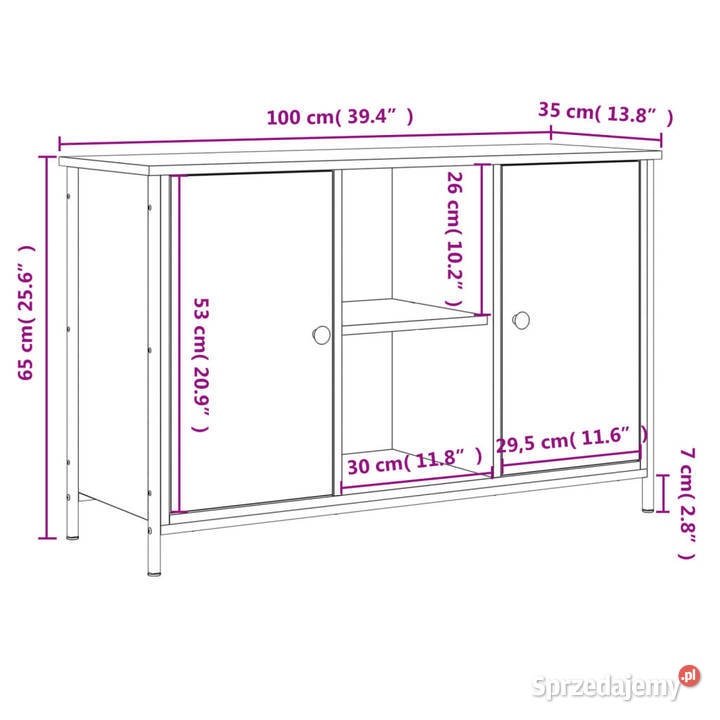 Szafka pod TV czarna 100x35x65 materiał mazowieckie Warszawa