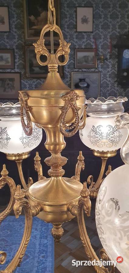 Duży Mosiężny Żyrandol Pałacowy Lampa wisząca do Kalisz