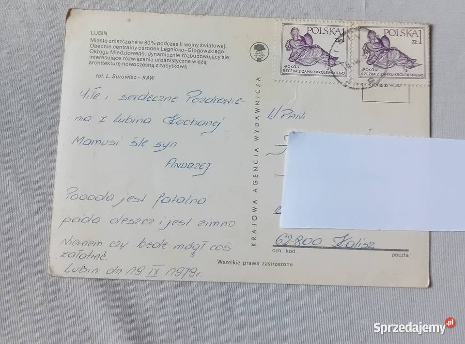Pocztówka Lubin KAW 1979 r Koźminek