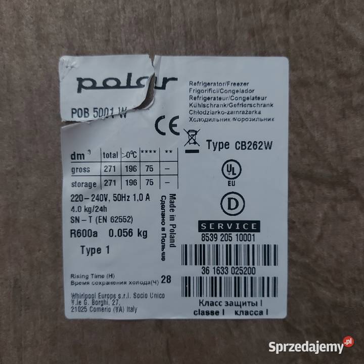 Lodówka POLAR szuflada zamrazarki xxl box Tarnów Opolski