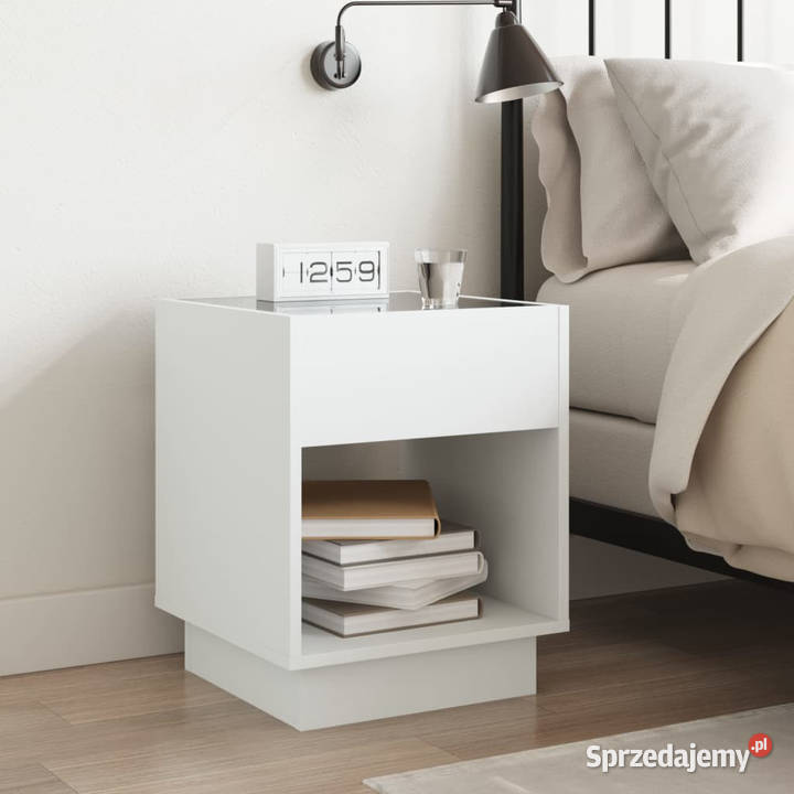 Stolik nocny z LED Infinity biały 40x40x50