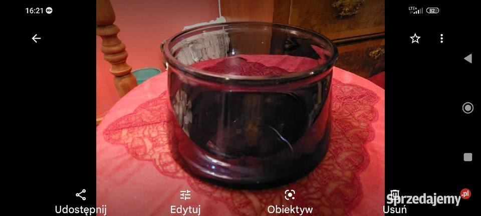 Wielka ciężka misa salaterka szkło kobalt PRL Wrocław