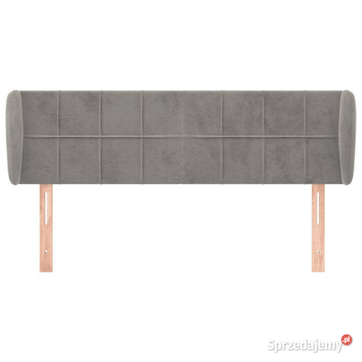 Zagłówek uszak jasnoszary 147x23x7888 aksamitny