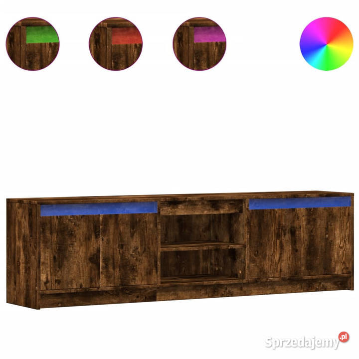 Szafka pod TV z LED przydymiony dąb 180x34x50 RTV Warszawa sprzedam