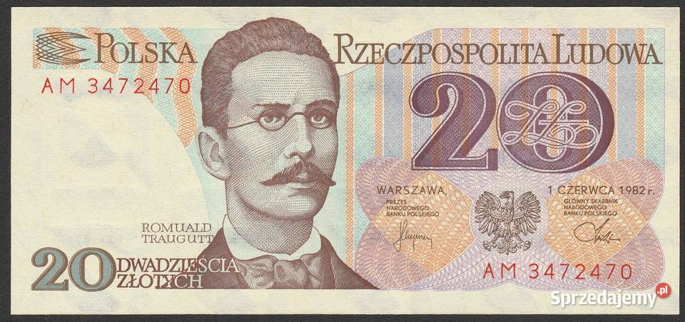 Polska 20 złotych 1982 Romuald Traugutt stan Numizmatyka Łódź