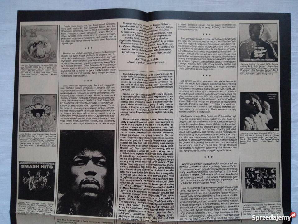 JIMI HENDRIX STARY PLAKAT RAZEM tygodnika z lat Warszawa