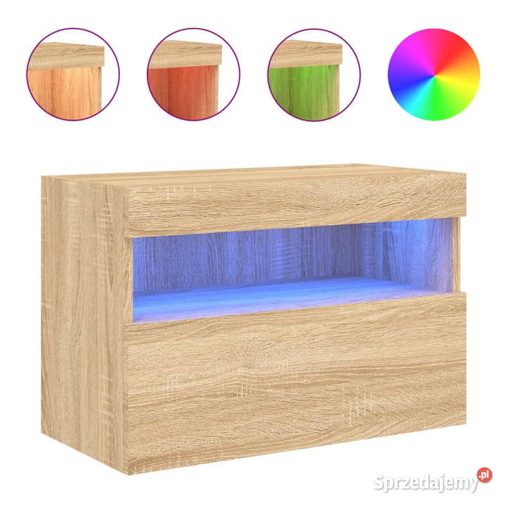 Ścienna szafka TV z LED dąb sonoma 60x30x40 Warszawa