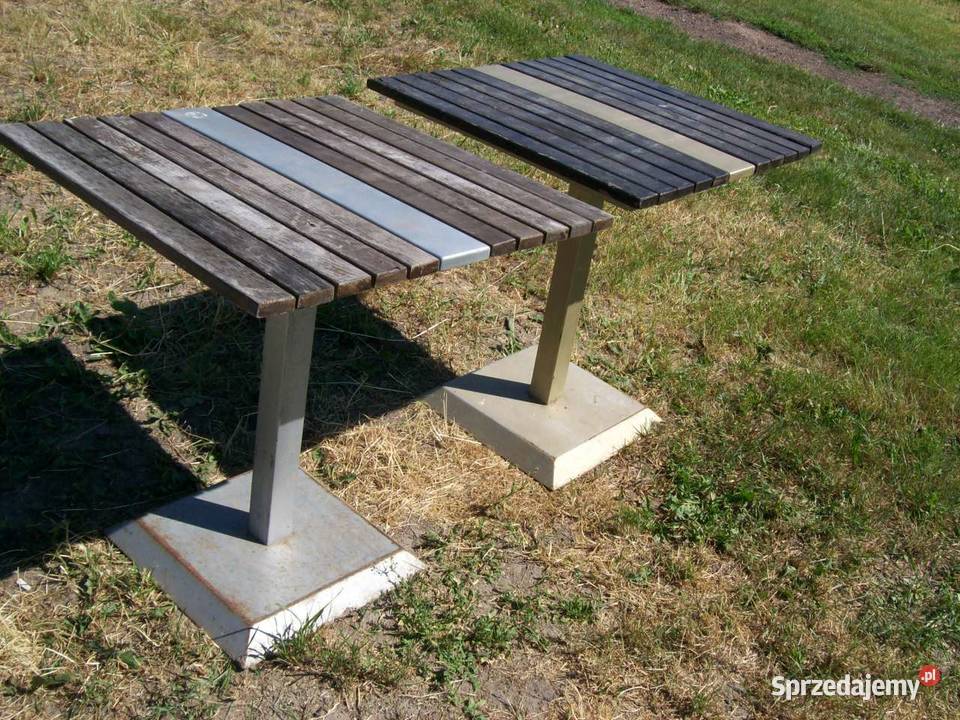 Stół ogrodowy kwadratowy metalowo drewniany