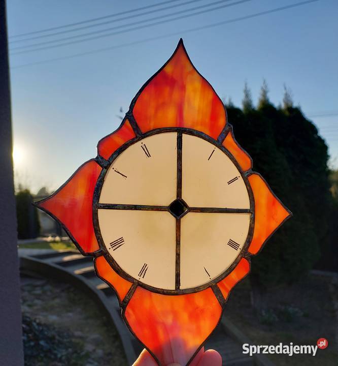 Witraż szkło kolorowe tarcza zegara 27x20 sprzedam