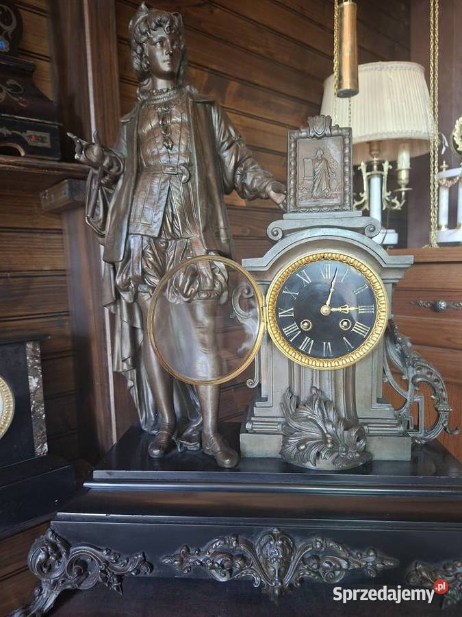 Kominkowy zegar marmurowy francuski stary Rzeszów