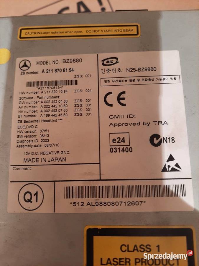 Radio Mercedes W211 W219 Comand NTG 25 Navi osobowe mazowieckie Mińsk Mazowiecki