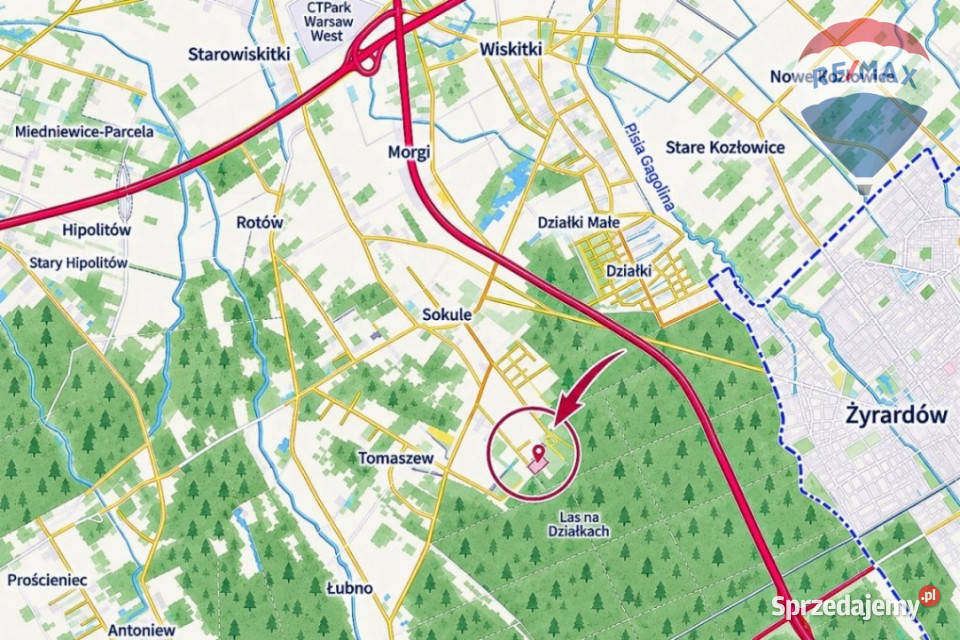 Siedlisko na skraju lasu 3700 m Tomaszew gm Sprzedaż