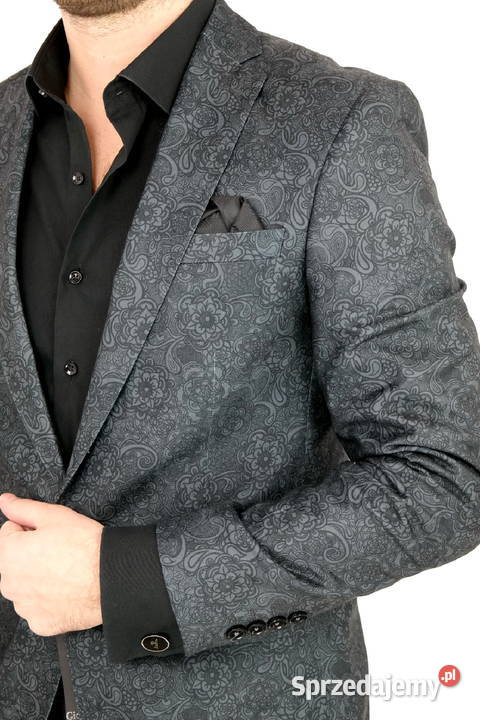 GIOVANNI PERA Marynarka Męska D803 Czarno Szara