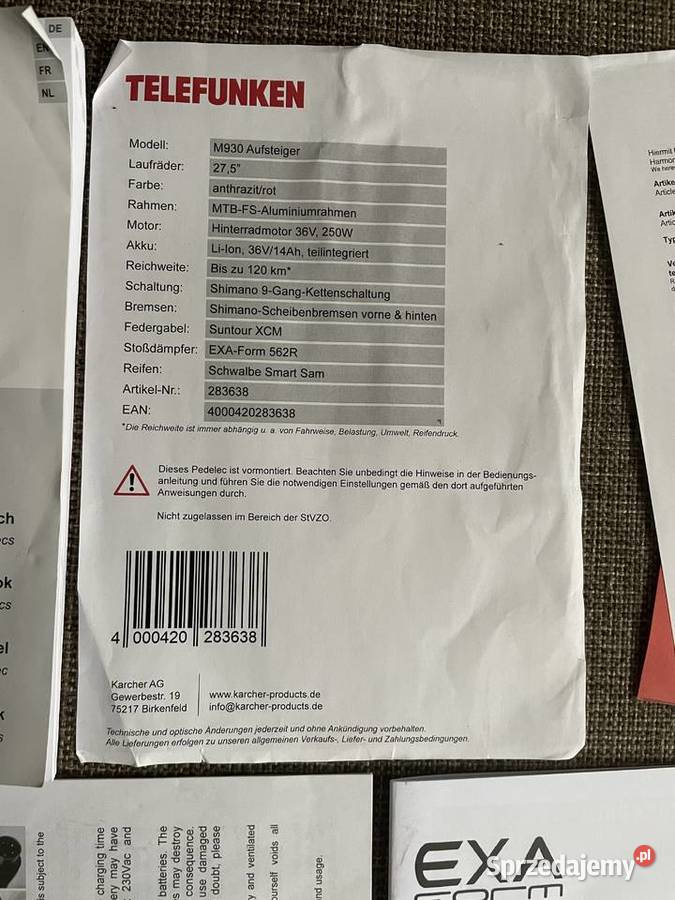 Rower górski elektryczny Telefunken m930 MTB Warszawa