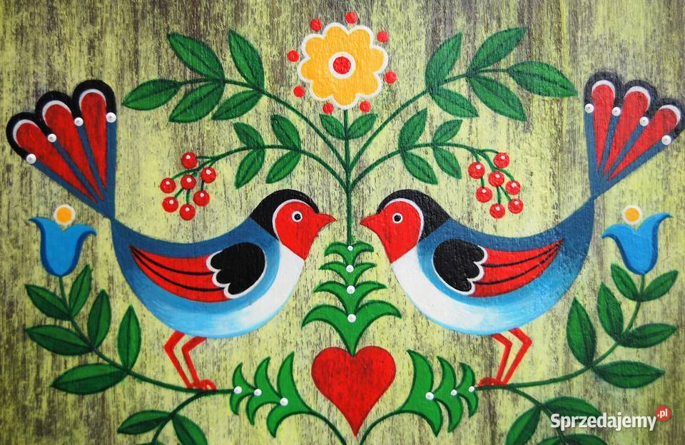 Zawieszka drewniana serce ptaki skandynawski lubelskie