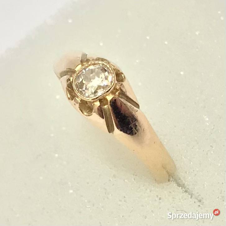 Złoty PIERŚCIONEK 750 18K z DIAMENTEM w starym sprzedam