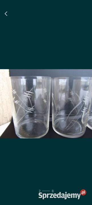 Szklanki komplet z grawerowaną dekoracją vintage Olecko