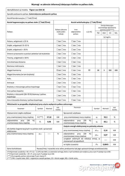 Kocioł Tilgner ECO 5 klasa ekogroszek 38 kW kujawsko-pomorskie Golub-Dobrzyń