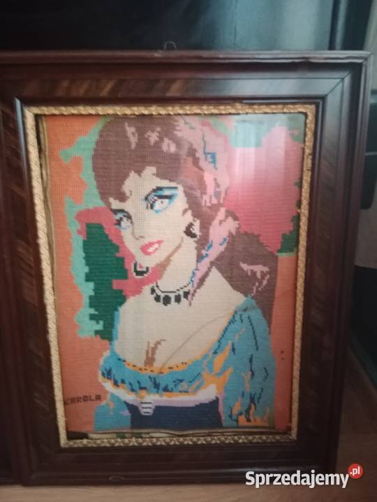 Duże obrazy haft krzyżykowy 89 x 69 Vintage lata Ruda Śląska