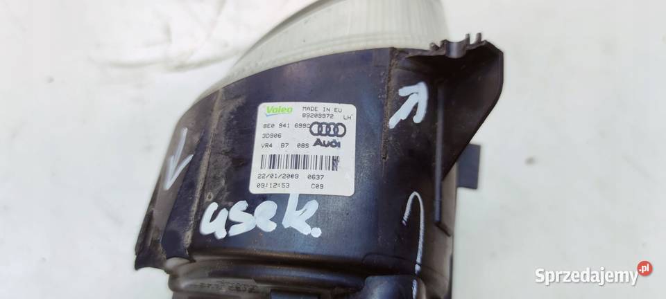 HALOGEN LEWY PRZÓD AUDI A3 8P A4 B7 8E0941699C Przystajń