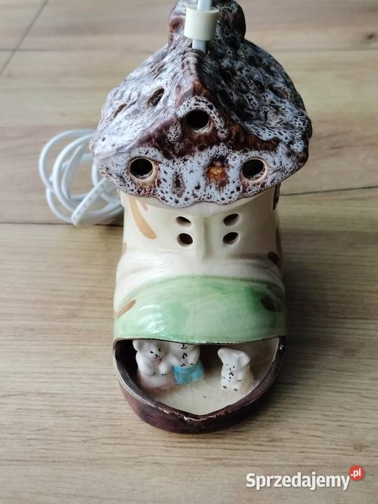 Stara śliczna lampka nocna but trzy misie