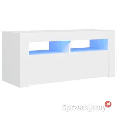 vidaXL Szafka pod TV z oświetleniem LED, biała, 90x35x40 cm