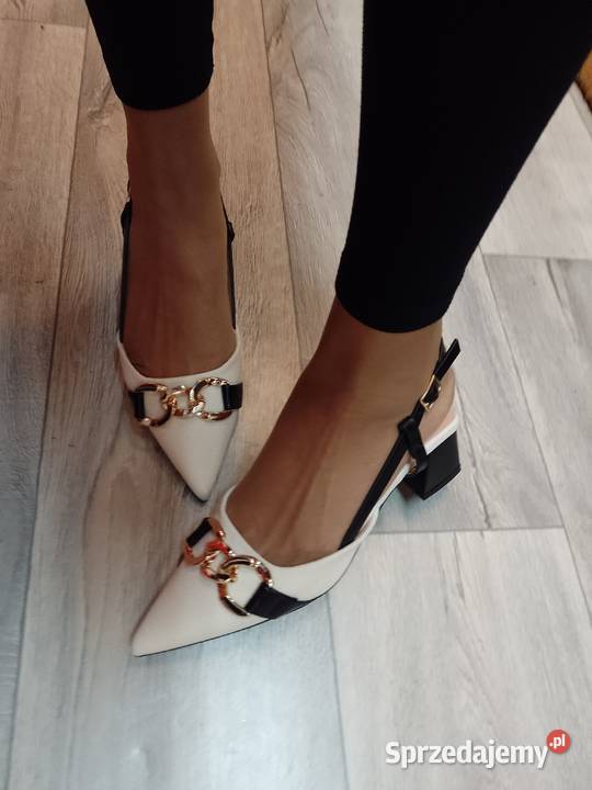 38 Bogato zdobione Czółenka wieczorowe z odkrytą czarny Kraków