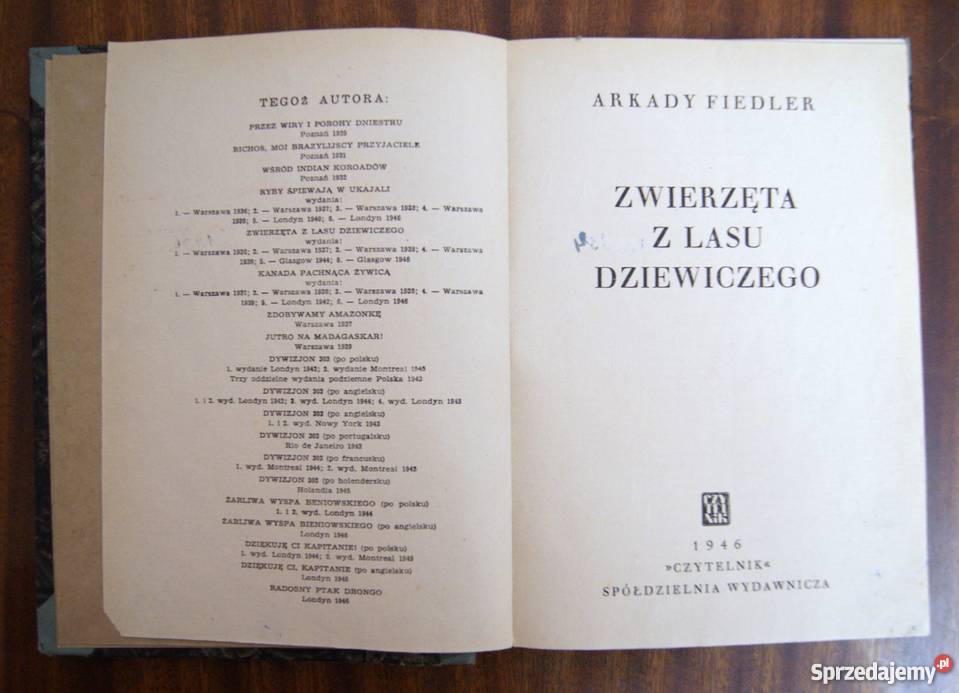 Arkady Fiedler Zwierzęta z lasu dziewiczego 1946