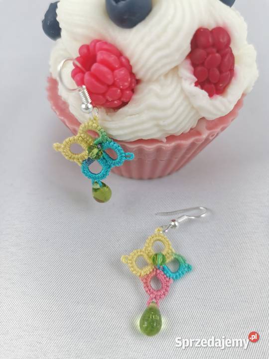 Kolczyki frywolitkowe Wiśniowa