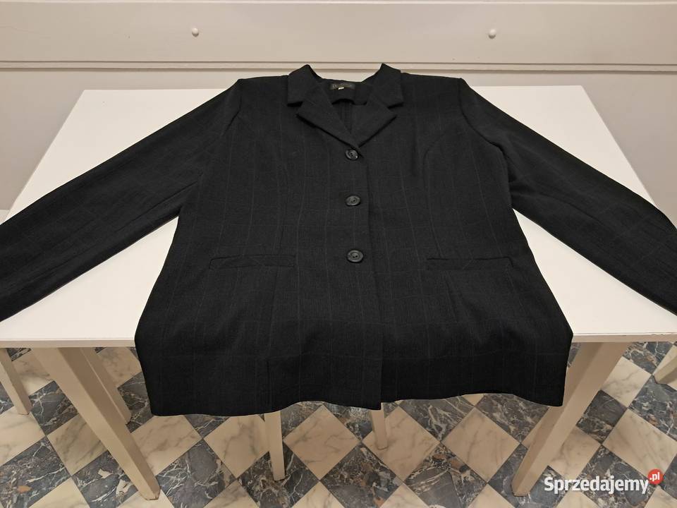 Żakiet ze spódnicą ciemnogranatowy 46 do Kratka Kraków sprzedam