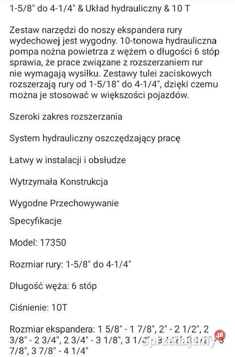Sprzedam rozpierak hydrauliczny do rur Bodzechów