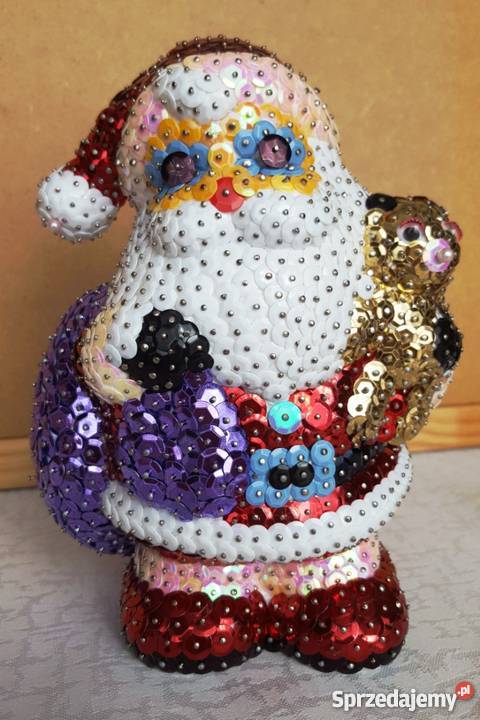 mikołaj z cekinów ozdoba Boże Narodzenie wielokolorowy