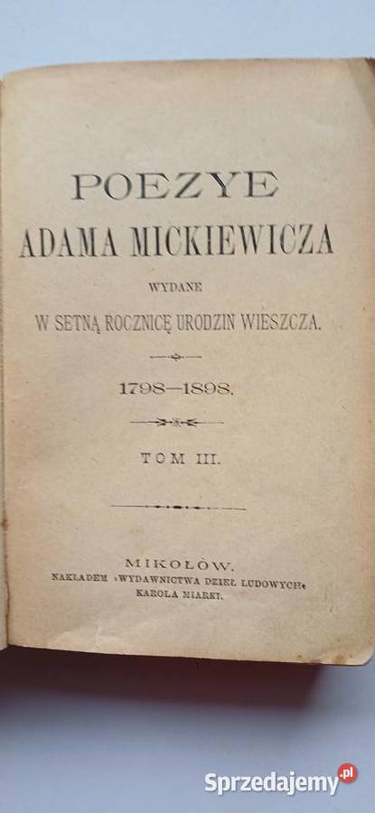 Pan Tadeusz wyd 1898 r Ząbkowice Śląskie