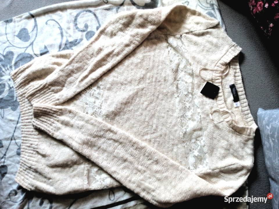 Sweter Jessica CA Wstawki koronkowe na S Xs 100 brązowy/beżowy