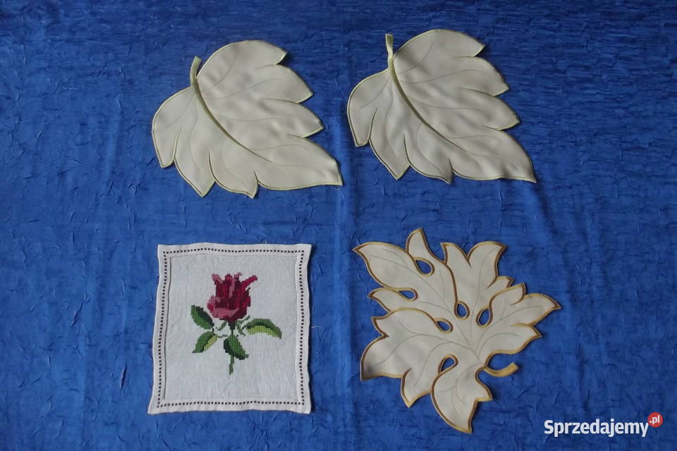 Serwetki liście 3 serwetka róża haft beżowy Piekary Śląskie