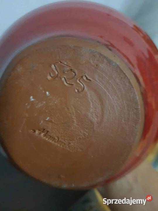 wazon ceramika czerwony lata 60 Łódź