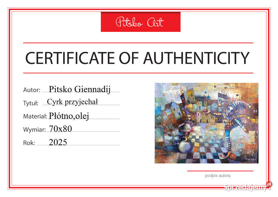 Pitsko Giennadij Cyrk przyjechał 80x70 obraz pomorskie