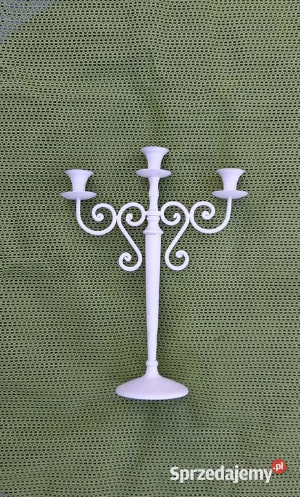 Świecznik 3 ramienny biały 45 biały Dekoracje i ozdoby Małkinia Górna