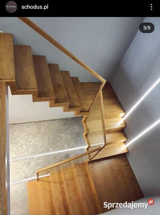 Schody drewniane gięte dywanowe na beton małopolskie