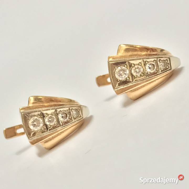 Złote kolczyki 585 14K z cyrkoniami zapięcie Warszawa