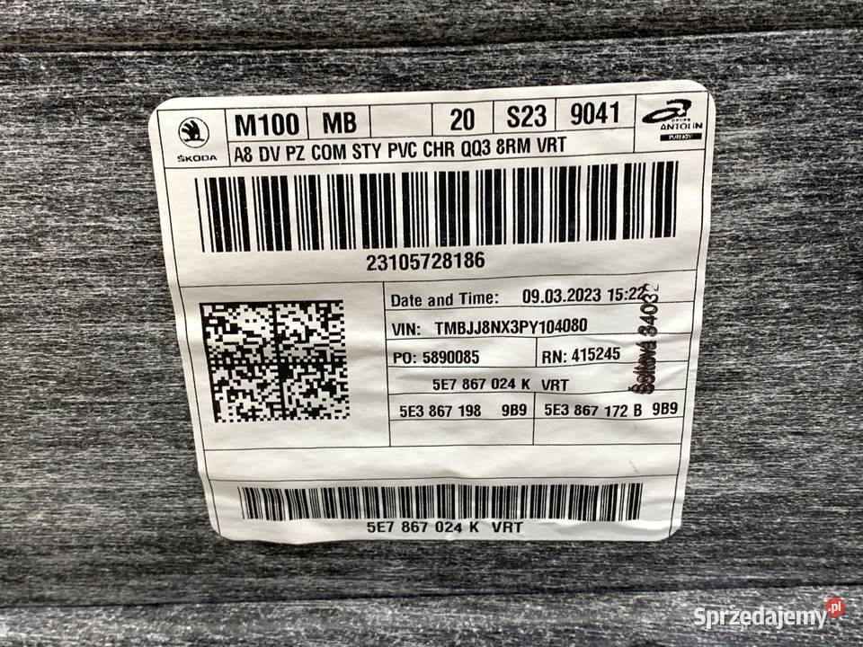 BOCZEK DRZWI PRAWY TYŁ SKODA OCTAVIA IV Kombi sprzedam