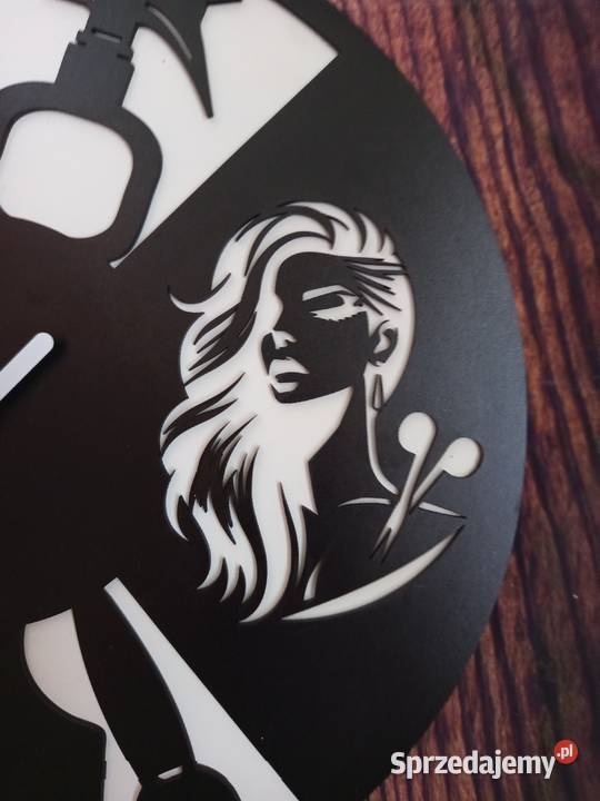 Duży zegar fryzjerski 40 z personalizacją barber łódzkie