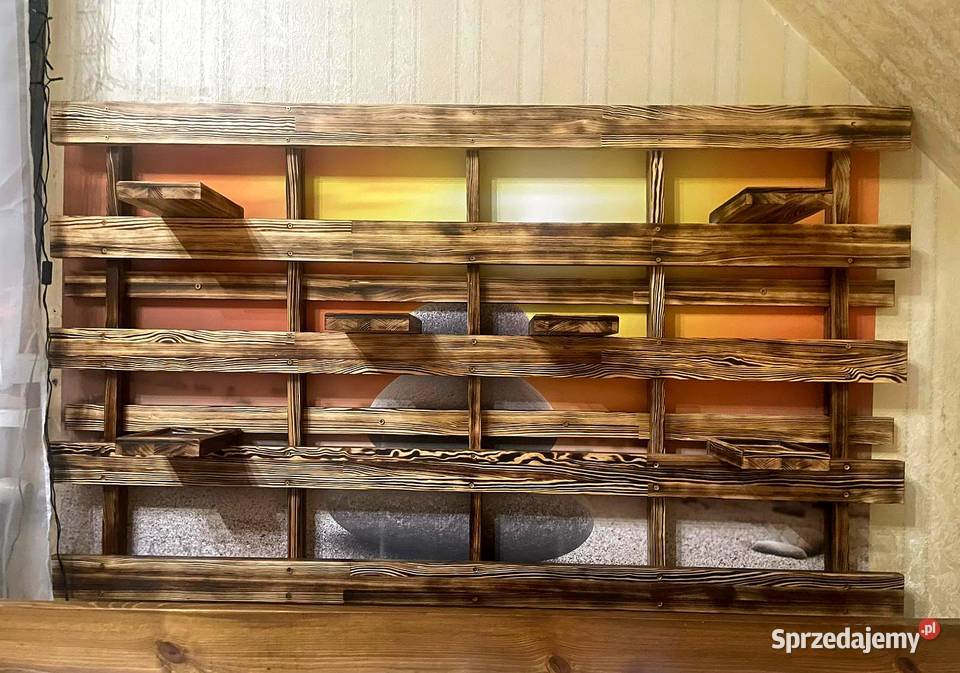 Drewniany kwietnik półka na kwiaty ozdoba wielokolorowy świętokrzyskie Radków