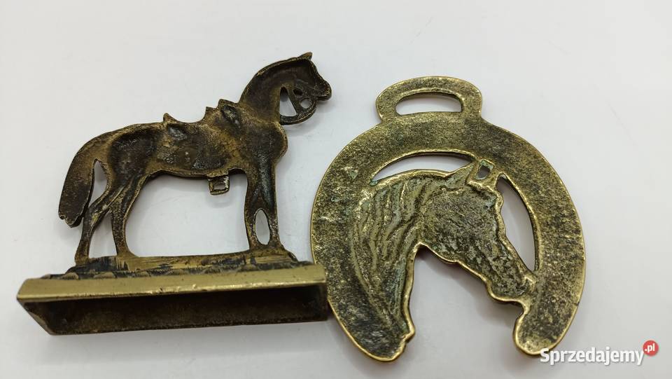 Dwie dekoracje ozdoby mosiężne z motywem konia Zamość sprzedam
