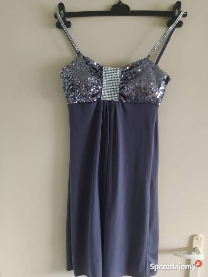 Cudna nowa szara mini sukienka z cekinami HM Rozmiar 42(XL) Ostrów Wielkopolski