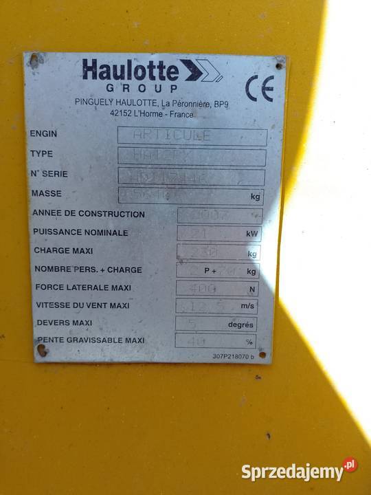 Sprzedam podnośnik przegubowy Haulotte HA12PX Bydgoszcz sprzedam