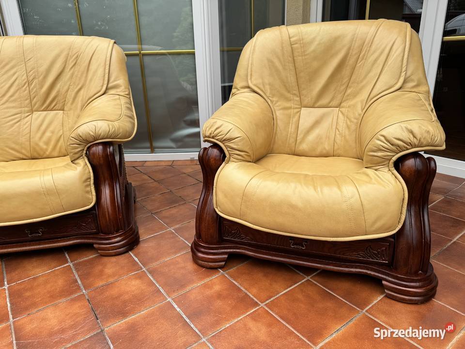 Wypoczynek skórzany stylowy kanapa skórzana Sulbiny